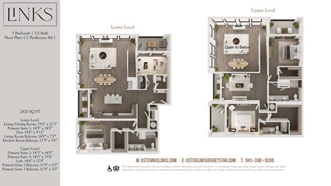 Floor plan for 4 beds, 3.5 baths, 2840 sqft